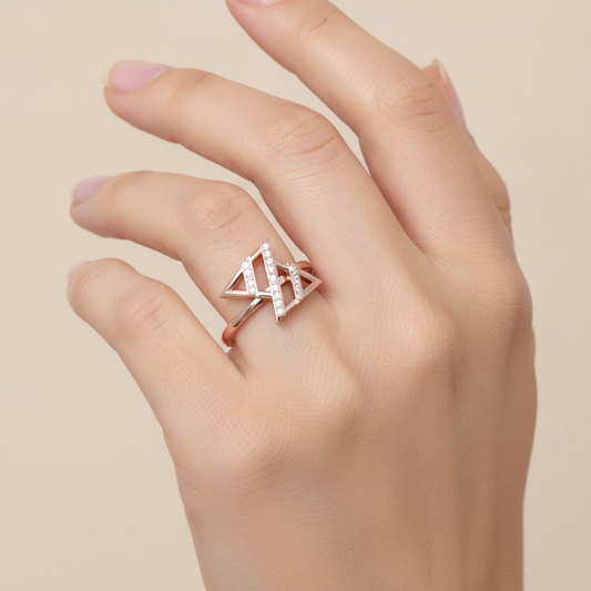 Twisted Tiara Diamond Ring In 925 Sterling Silver - Fourteen
