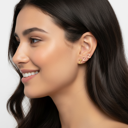 Gold Letter Z Stud Earrings - Two