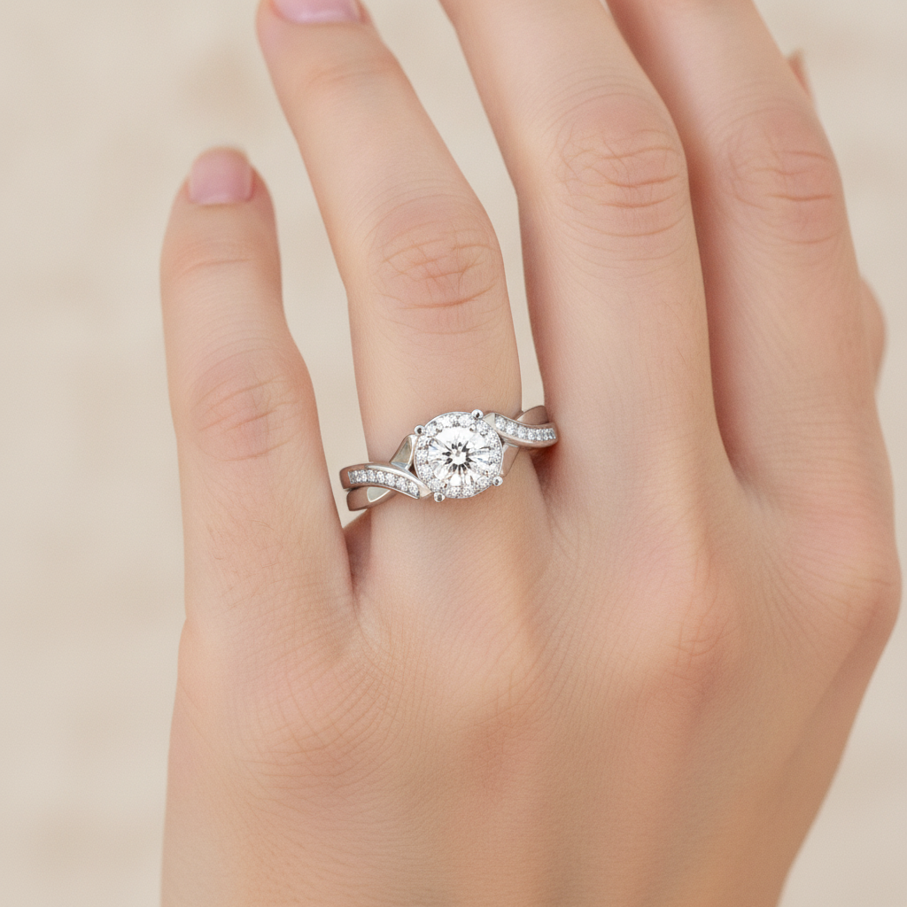 The Extraordinary Halo Ring In 925 Sterling Silver - Fourteen