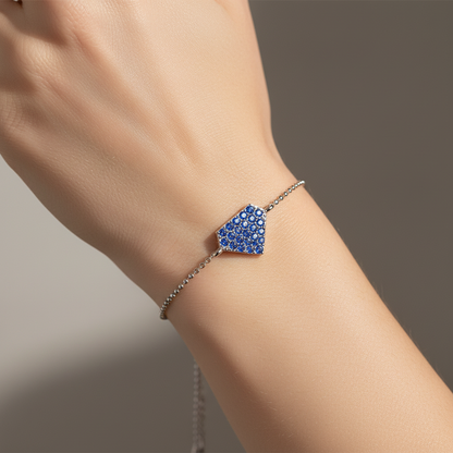 Blue Sapphire Pav Pentagon Pendant Bracelet - Eight