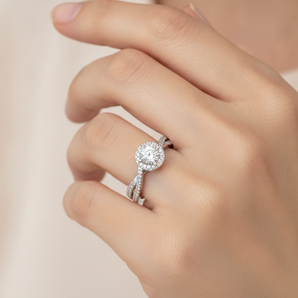 Innovative Solitaire Ring In 925 Sterling Silver - Fourteen