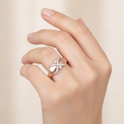 Floral Bow Band In 925 Sterling Silver - Fourteen
