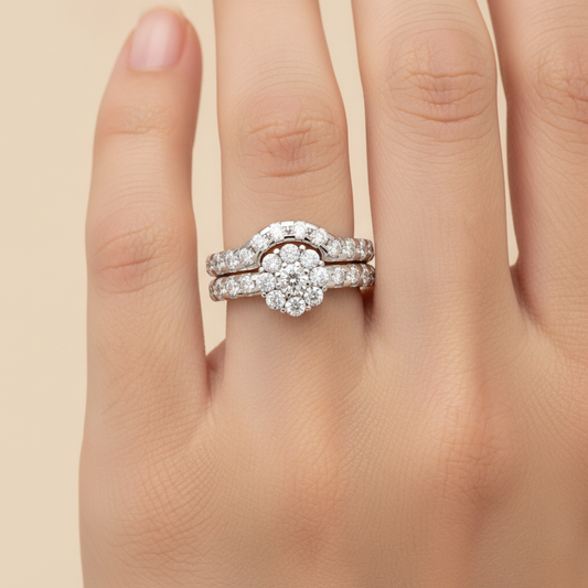 Talisman Bridal Ring Set In 925 Sterling Silver - Fourteen