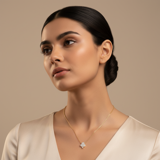 Pav Club Suit Pendant Necklace With Chain - Two