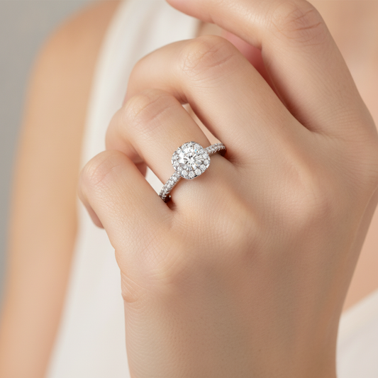Snact Halo Ring In 925 Sterling Silver - Fourteen