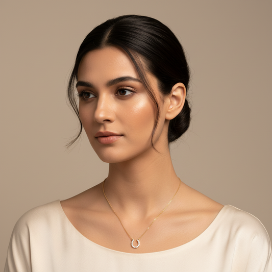 Pav Horseshoe Pendant Necklace - Two