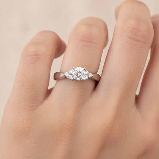 Blooming Solitaire Ring In 925 Sterling Silver - Fourteen