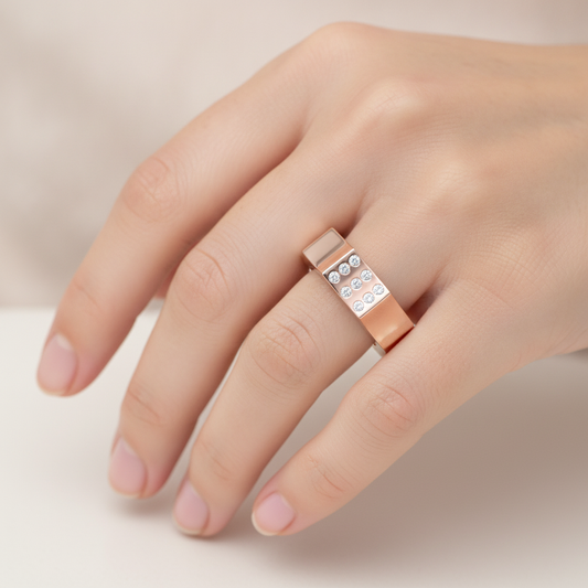 Rouge Broad Band Ring In 925 Sterling Silver - Fourteen