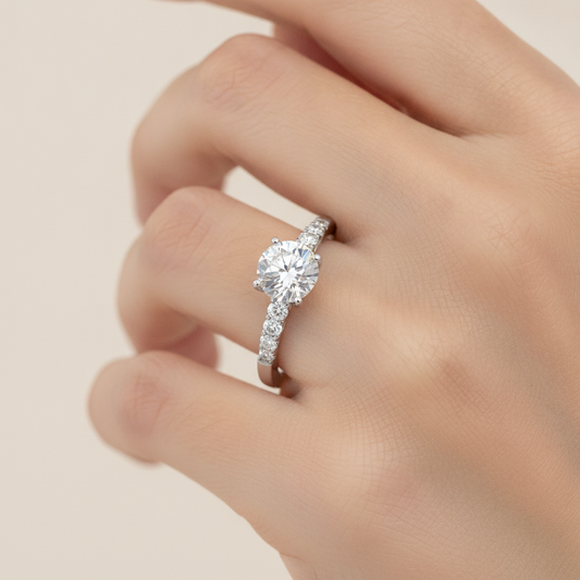 Hermosa Solitaire Ring In 925 Sterling Silver - Fourteen