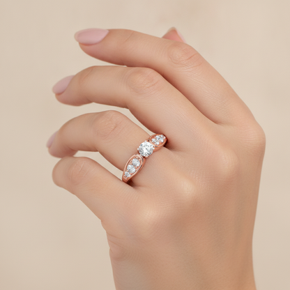 Cracking Solitaire Ring In 925 Sterling Silver - Fourteen