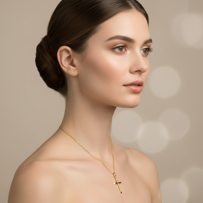 Sleek Cross Pendant Necklace With Chain - Four