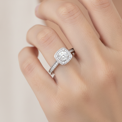 Rollo Halo Ring In 925 Sterling Silver - Fourteen
