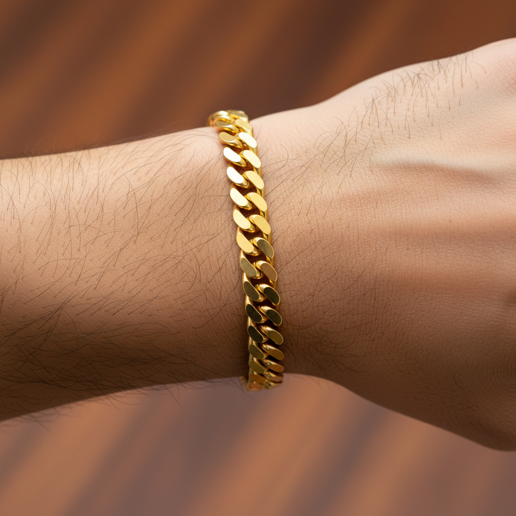 Cuban Link Chain Bracelet With Box Clasp For Men 5.5 Mm Wide - Three