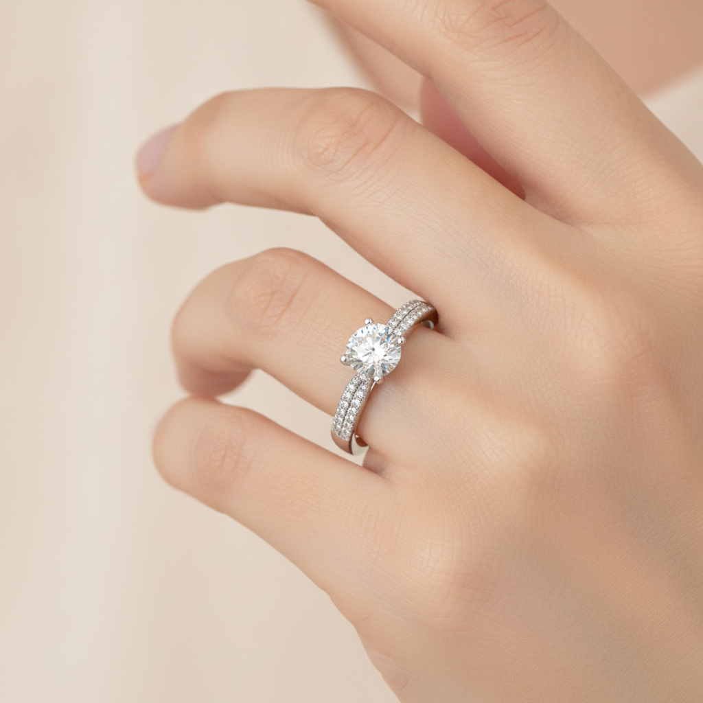 Inglenook Solitaire Ring In 925 Sterling Silver - Fourteen