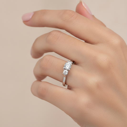 The Elegant Three Stone Ring - Fourteen