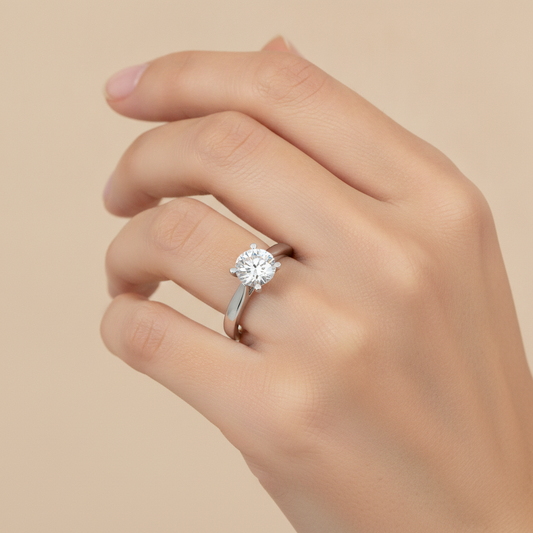 Doux Classic Solitaire Ring In 925 Sterling Silver - Fourteen