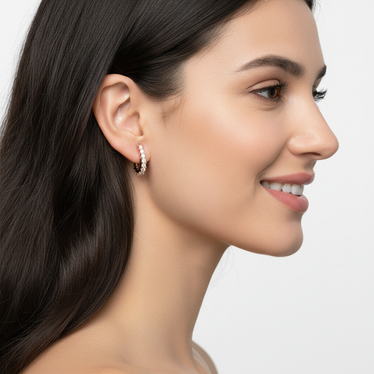 Rose Gold Diamond JHoop Earrings