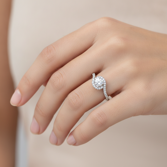 Frisky Diamond Ring In 925 Sterling Silver - Fourteen