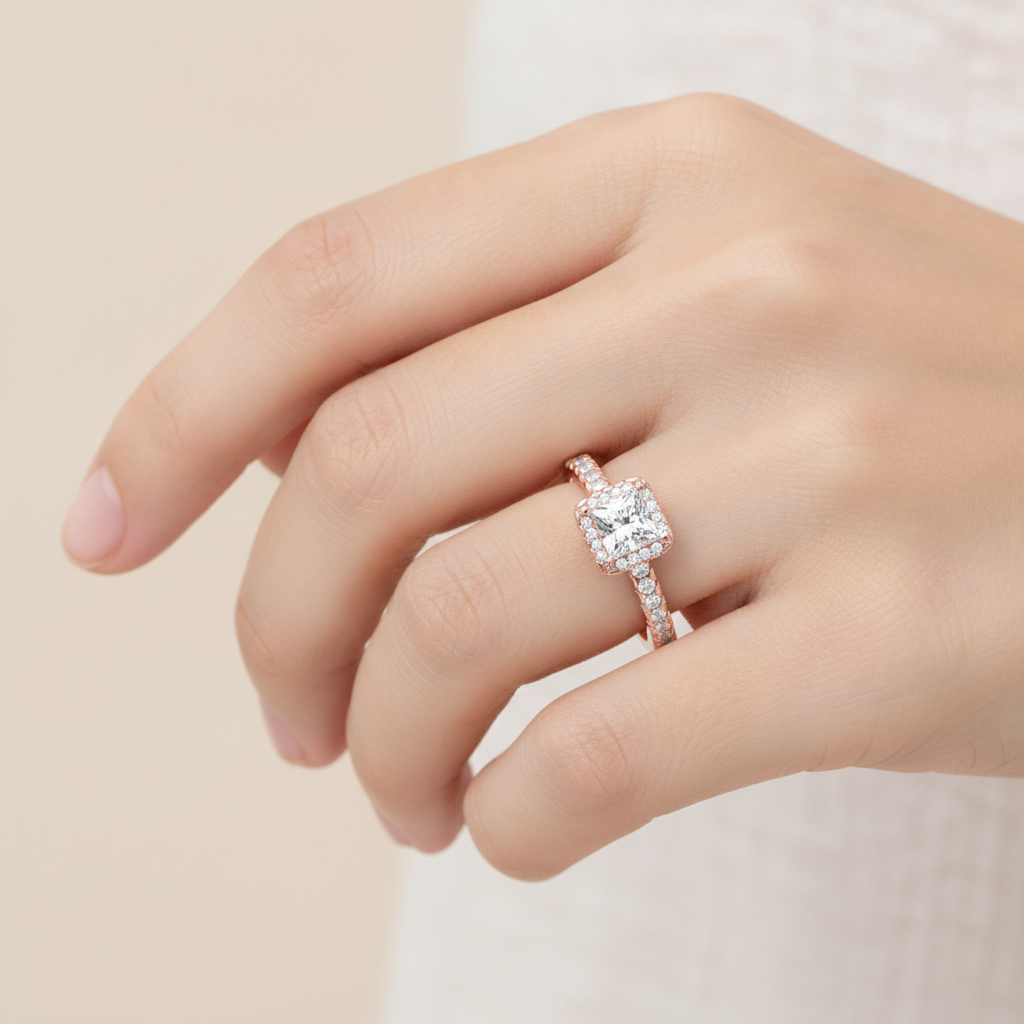 Simple Solitaire Ring In 925 Sterling Silver - Fourteen
