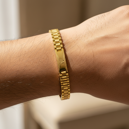 Box Chain Bracelet With Engraved Id - Three