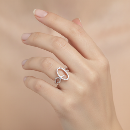 Dazzle Dreams Diamond Ring In 925 Sterling Silver - Fourteen