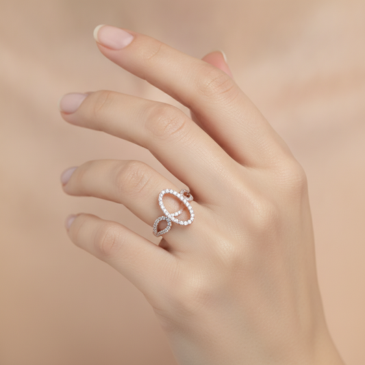 Dazzle Dreams Diamond Ring In 925 Sterling Silver - Fourteen
