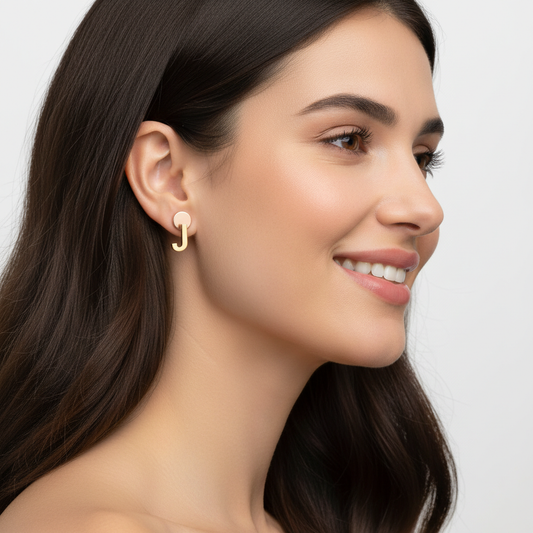 Gold Letter J Initial Stud Earrings