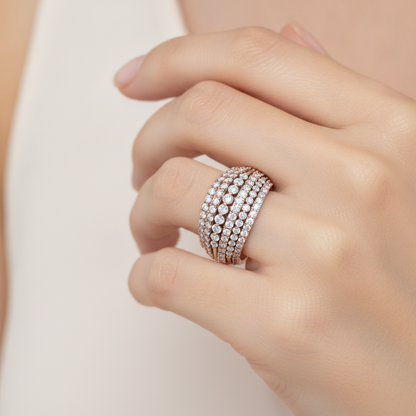 Solo Stunning Band In 925 Sterling Silver - Fourteen