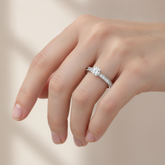 Mercy Solitaire Ring In 925 Sterling Silver - Fourteen