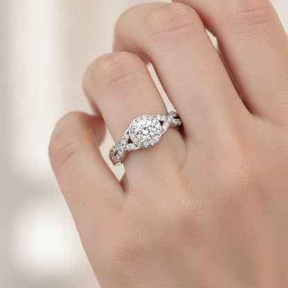 Profuse Halo Ring In 925 Sterling Silver - Fourteen