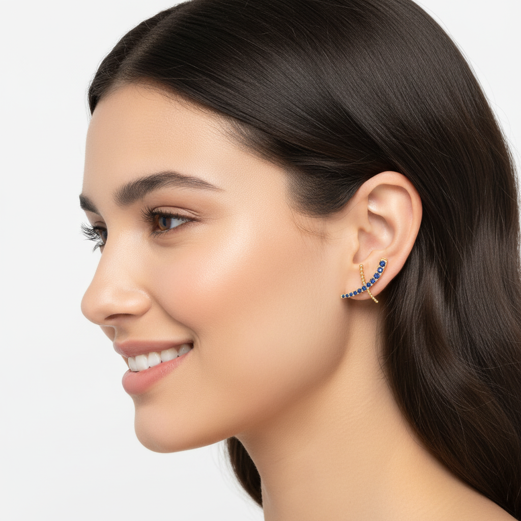 Blue Crystal Dragonfly Stud Earrings - Two