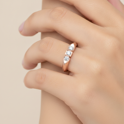 Phoenix Loop Tri Stone Ring In 925 Sterling Silver - Fourteen