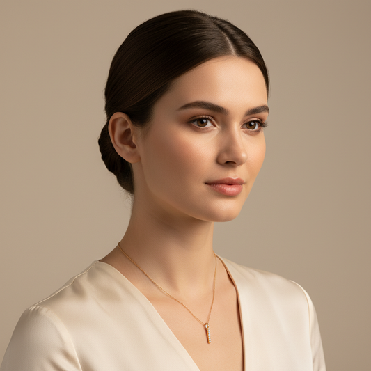 Rose Gold Diamond Letter I Initial Pendant Charm