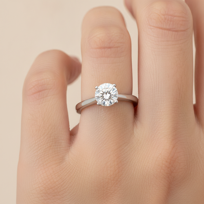 Chatoyer Classic Solitaire Ring In 925 Sterling Silver - Fourteen