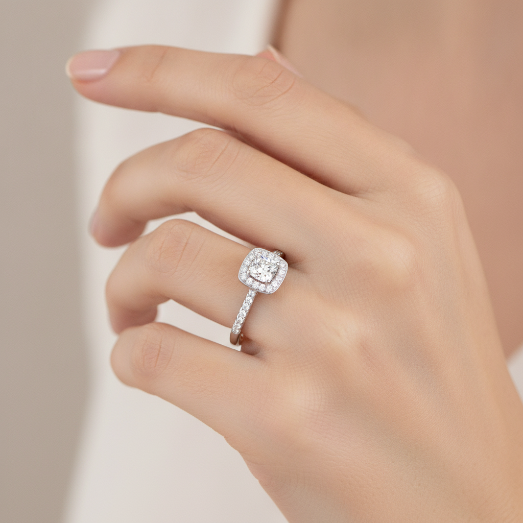 Fine Solitaire Ring In 925 Sterling Silver - Fourteen