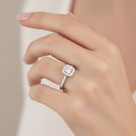 Fine Solitaire Ring In 925 Sterling Silver - Fourteen