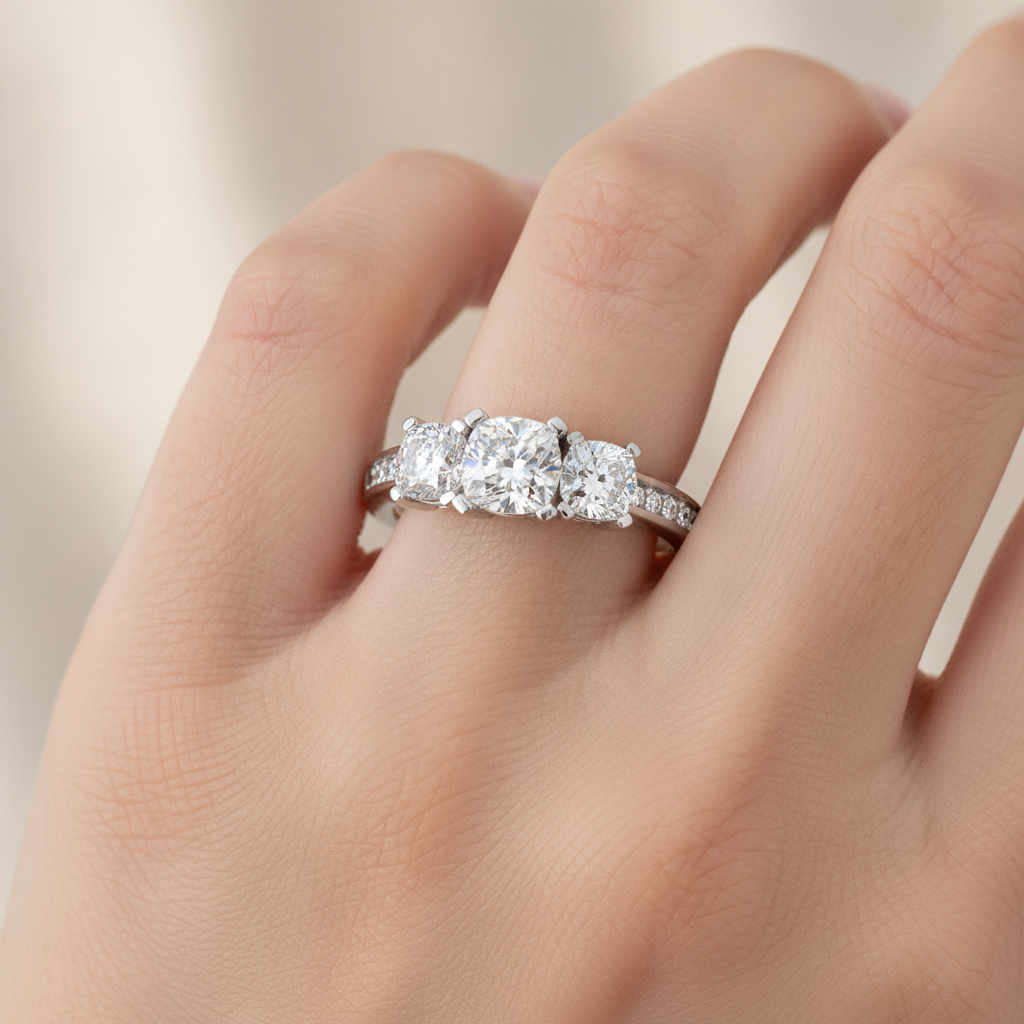 The Evolved Three Stone Ring - Fourteen