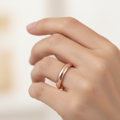 Rose Gold Plain Wedding Band Ring For Women - Two