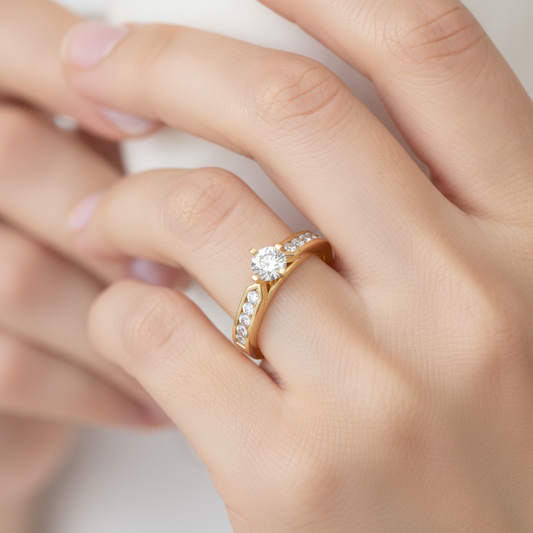 Noble Solitaire Ring In 925 Sterling Silver - Fourteen