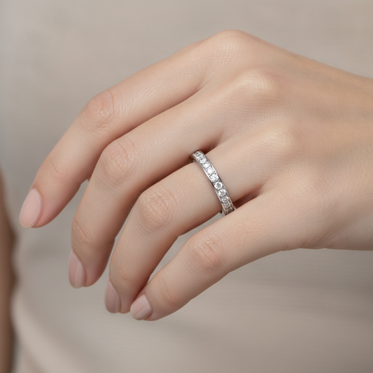 Feaush Half Eternity Band In 925 Sterling Silver - Fourteen