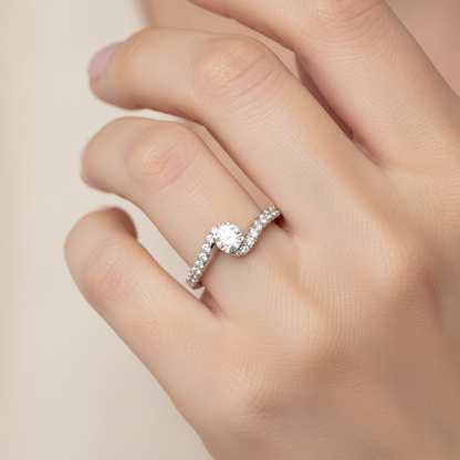 Appealing Solitaire Ring In 925 Sterling Silver - Fourteen
