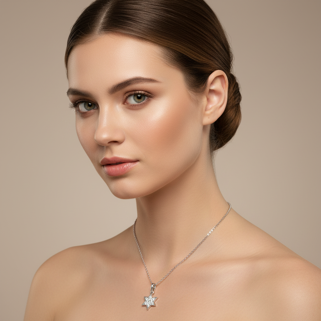 Pav Diamond Star Of David Pendant Necklace - Two