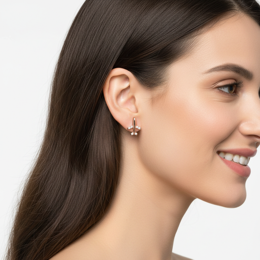 Rose Gold Diamond Airplane Stud Earrings
