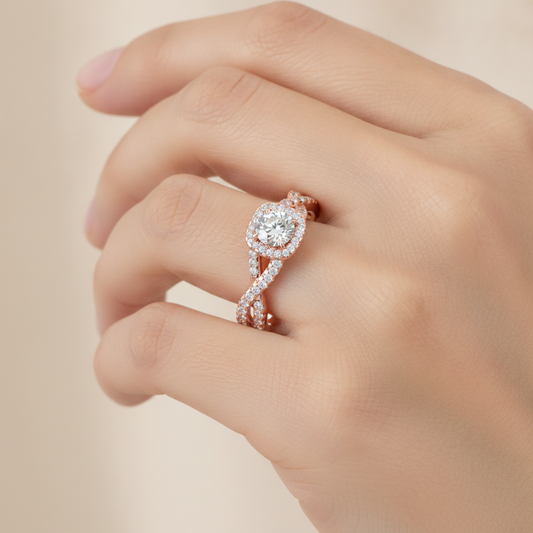 Abundant Halo Ring In 925 Sterling Silver - Fourteen
