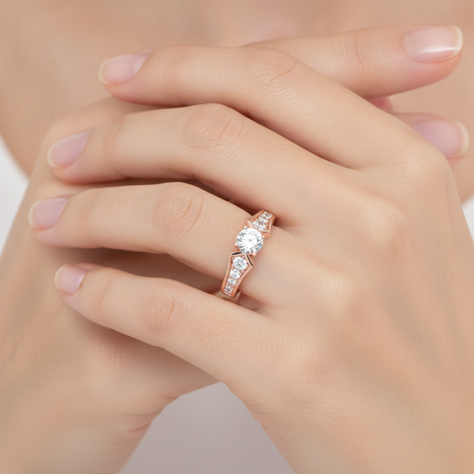 Dazzle Solitaire Ring In 925 Sterling Silver - Fourteen