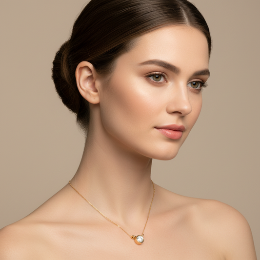 Solitaire Diamond Bezel Pendant Necklace in White Gold