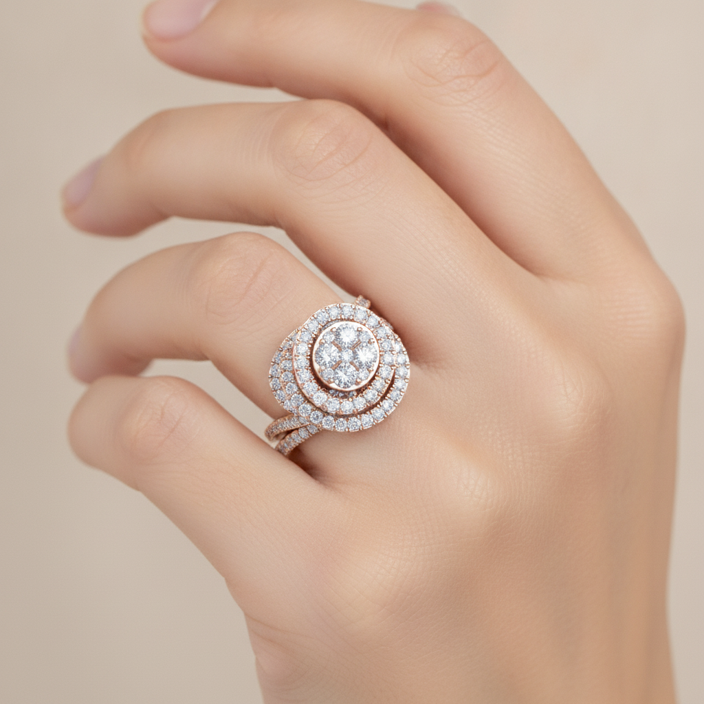 Twisting Zone Cocktail Ring In 925 Sterling Silver - Fourteen
