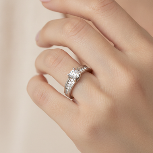 The Gallant Solitaire Ring In 925 Sterling Silver - Fourteen