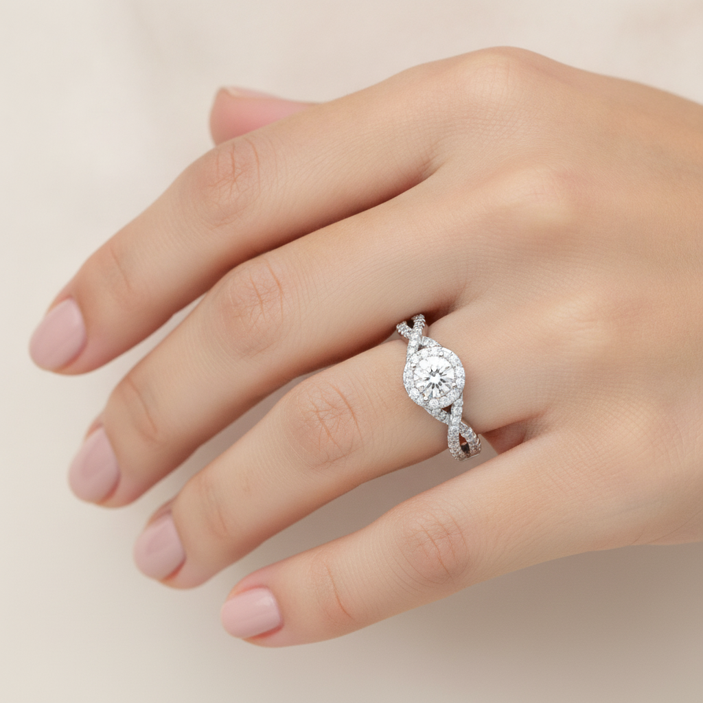 Cushy Bridal Ring Set In 925 Sterling Silver - Fourteen
