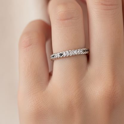Twisted Rope Stackable Band Ring For Women - Fourteen